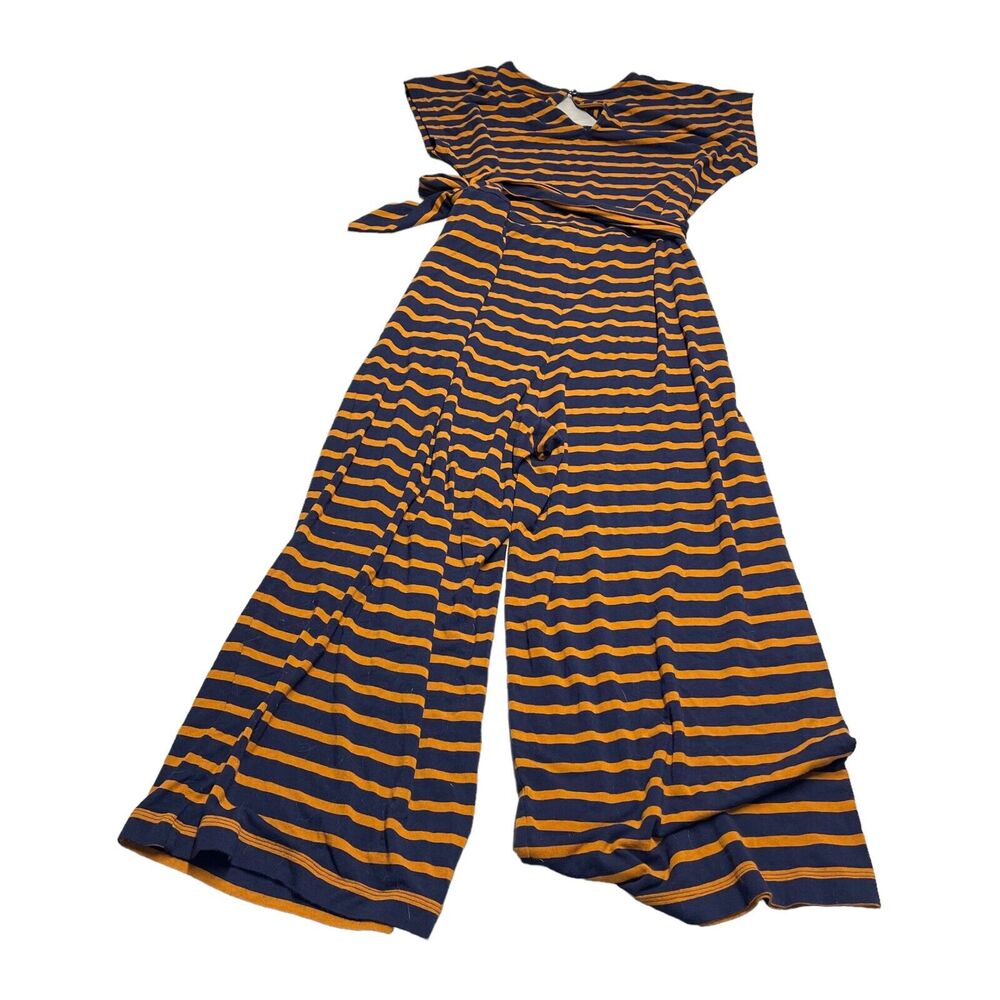 Old Navy Capri Romper Jumpsuit Junior Girls XS Navy Orange Striped Wide-Leg - Picture 7 of 7